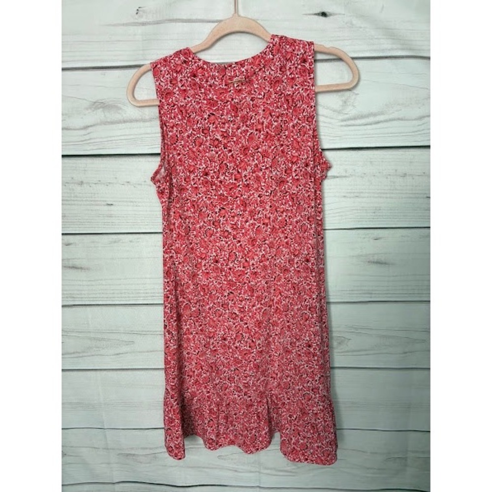 Michael Kors Pink Floral Sleeveless Ruffle Hem Shift Dress Medium - Picture 2 of 9